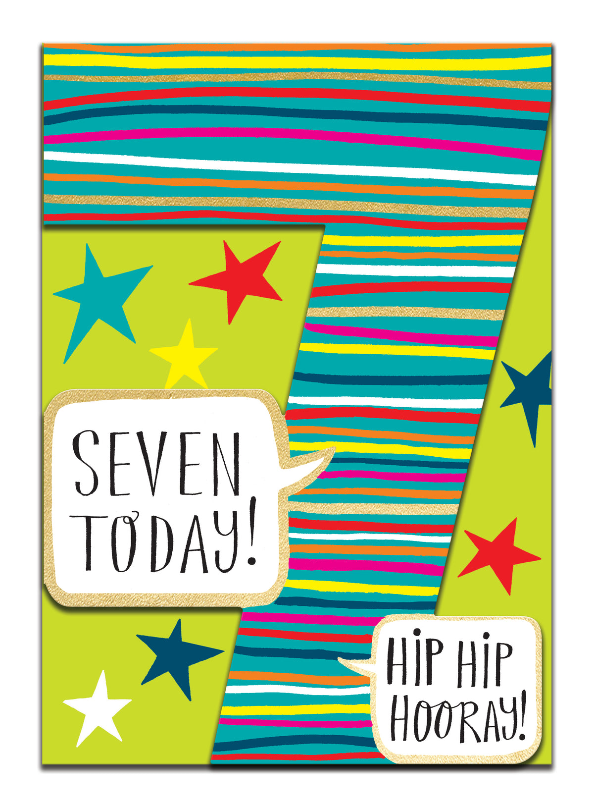 Stripes 7 Today Kids Cut Out Birthday Card from Penny Black