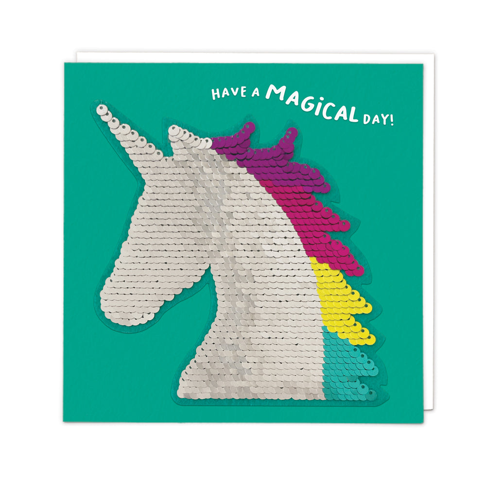 Magical Day Unicorn Sequin Patch Birthday Card from Penny Black