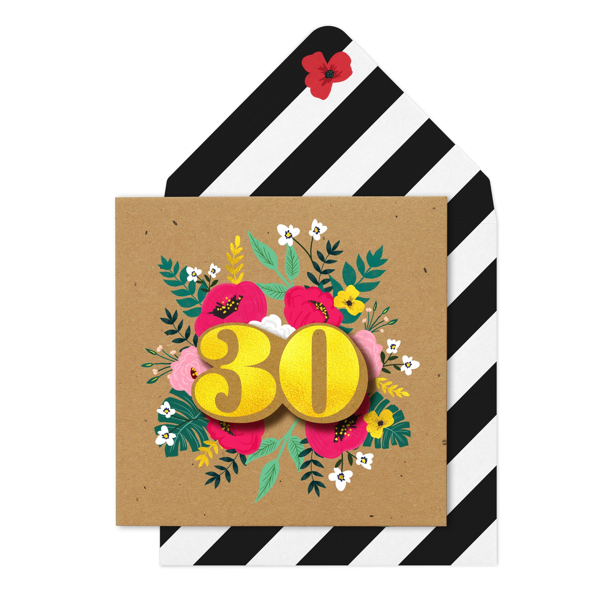 3D Floral Kraft 30th Birthday Card from Penny Black