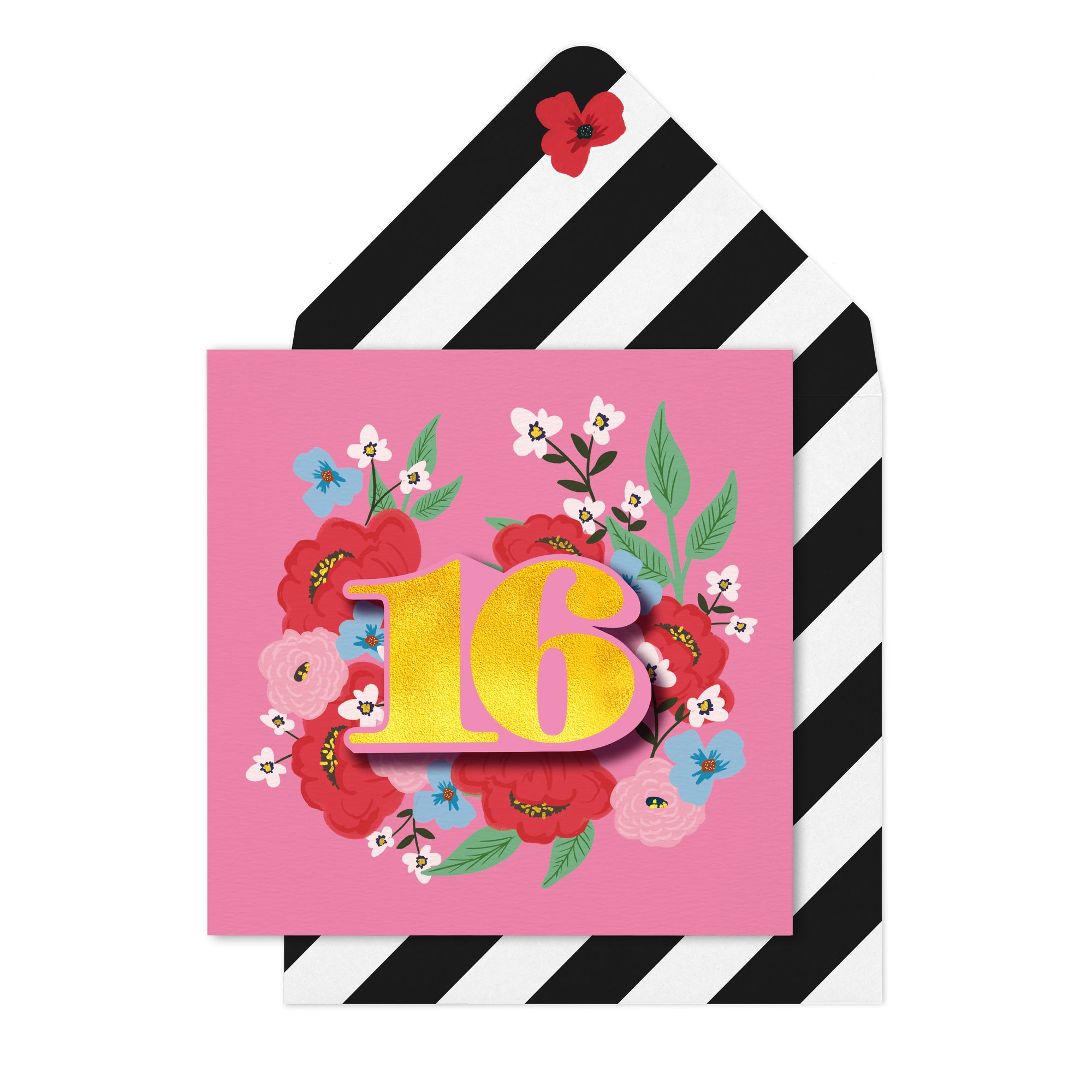 3D Floral Pink 16th Birthday Card from Penny Black