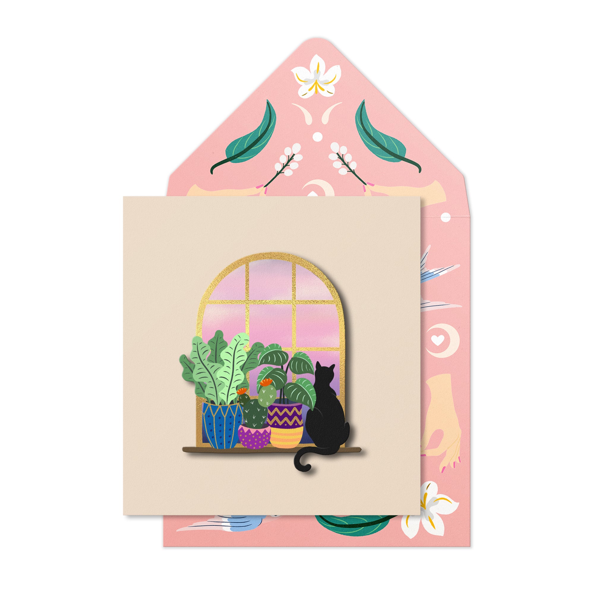 3D Cat In Houseplants Window Card from Penny Black