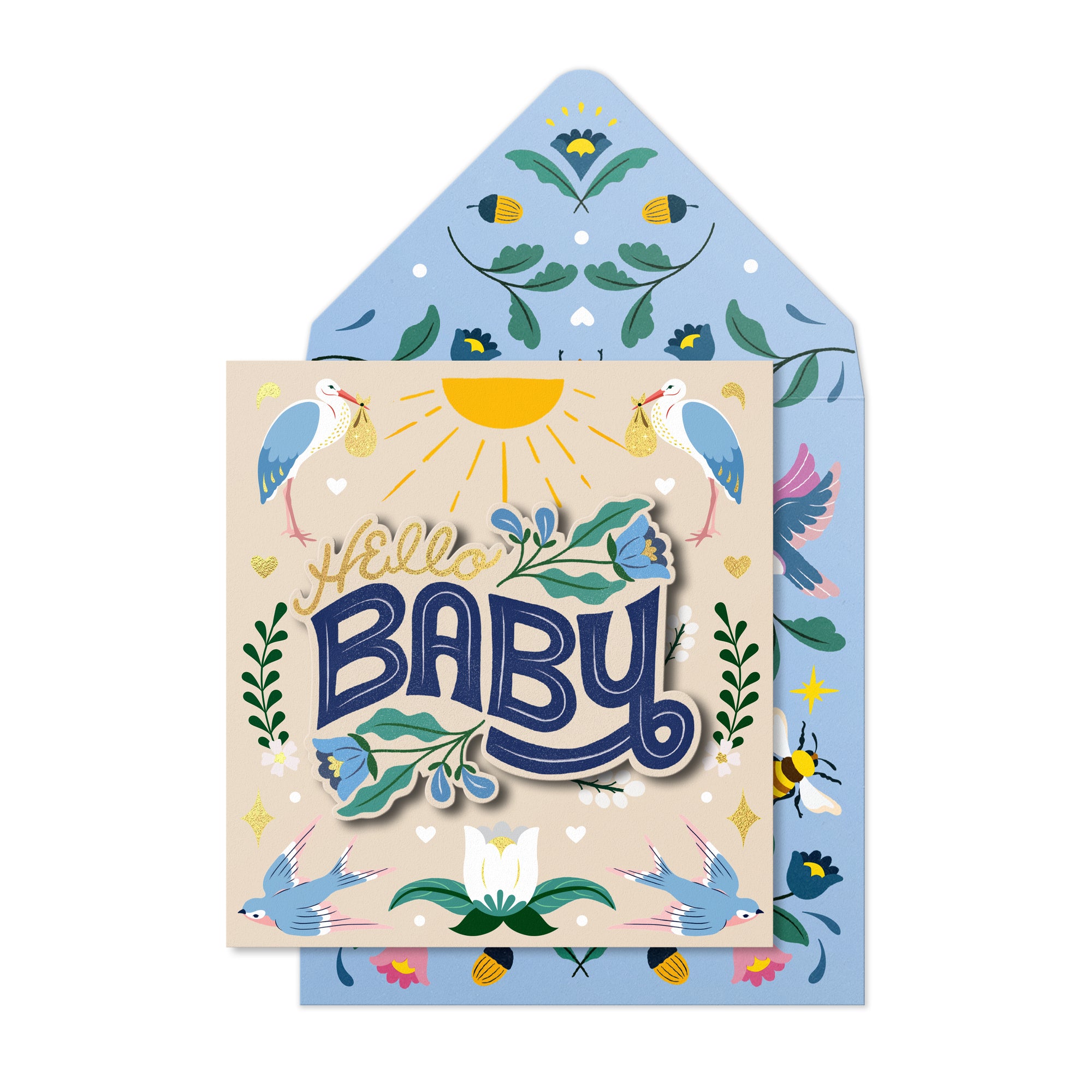 3D Hello Baby Stork Crest Card from Penny Black
