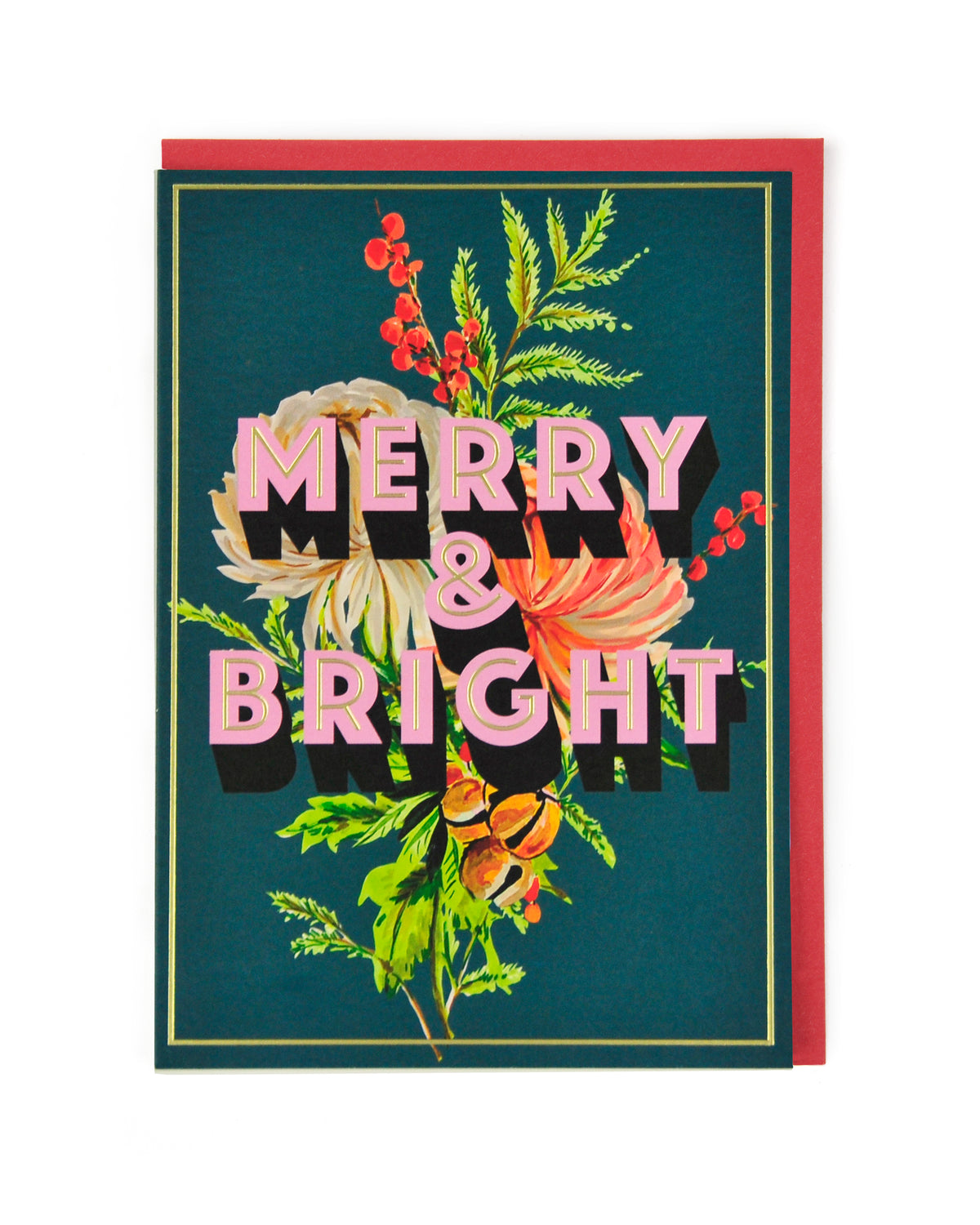 Maximalist Merry &amp; Bright Floral Christmas Card