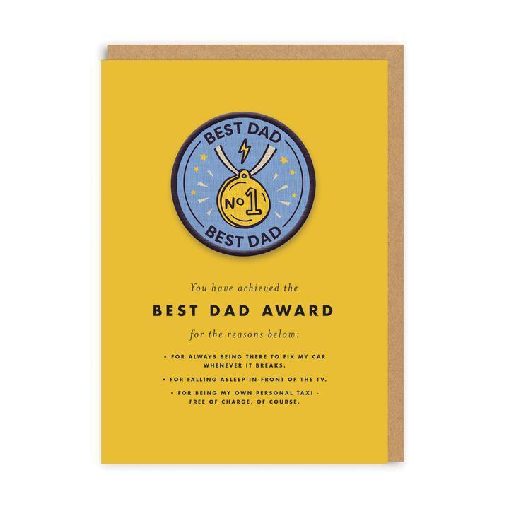 Best Dad Award Iron On Patch Fathers Day Card - Penny Black