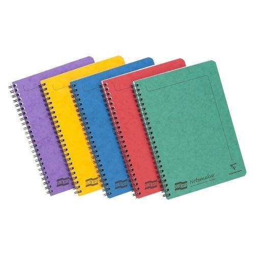 A selection of 5 wirebound notebooks in various colours.