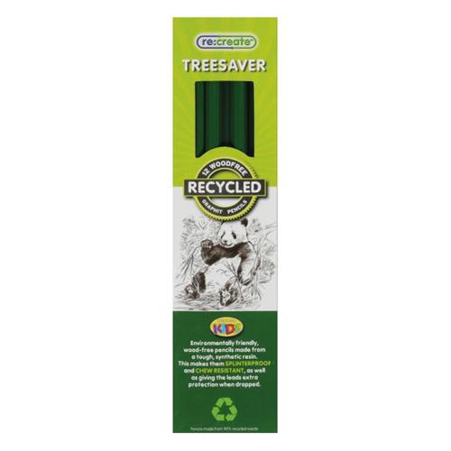 Image of a 12 pack of wood-free recycled pencils. Packet has the image of a panda eating on the front.