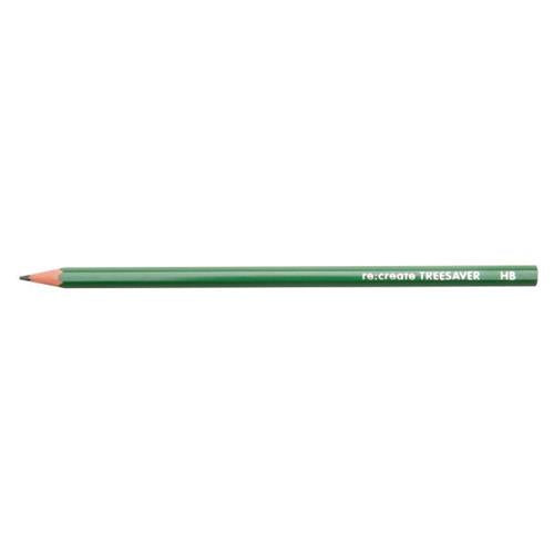 Green pencil with re:create TREESAVER and HB written on it