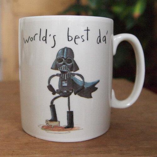 World&#39;s Best Da Darth Vader Illustrated Mug - Penny Black