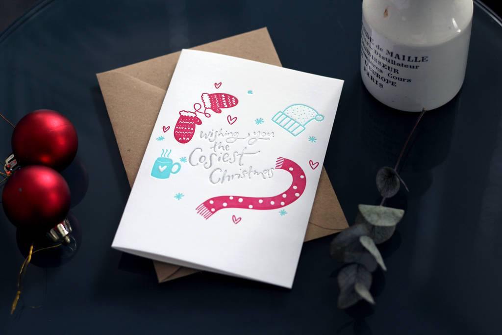 Wishing You The Cosiest Christmas Letterpress Card - Penny Black