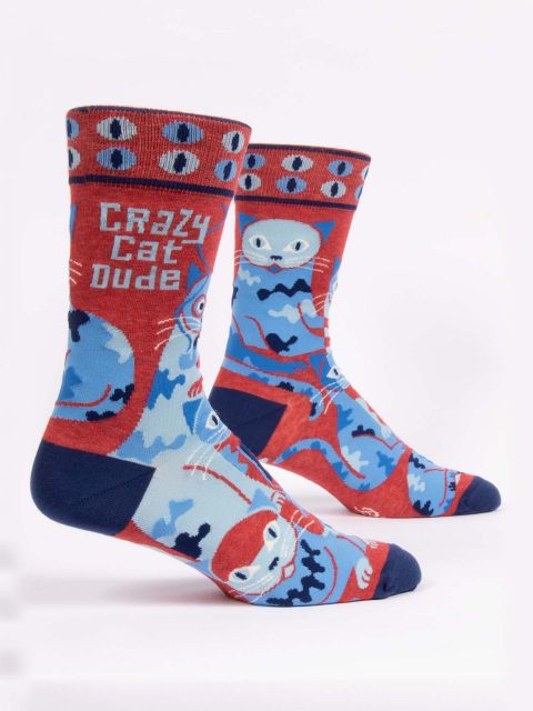 Crazy Cat Dude Men&#39;s Socks