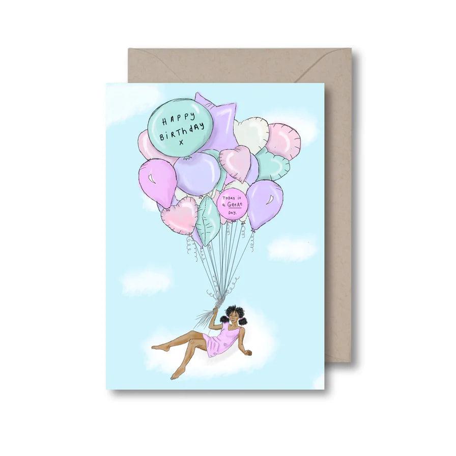 Floating Balloon Bunch Birthday Card