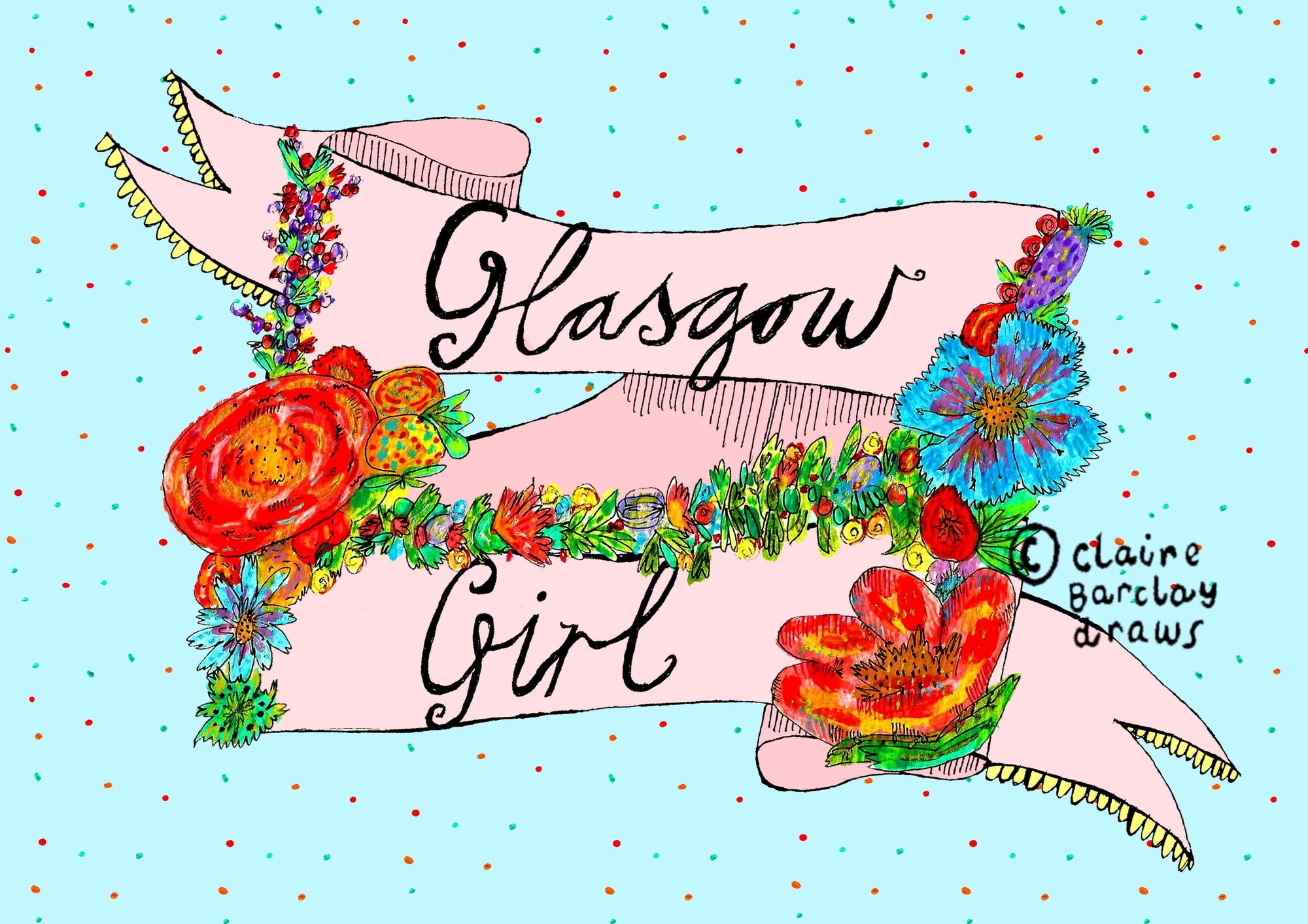 Glasgow Girl A4 Illustrated Scottish Print by penny black