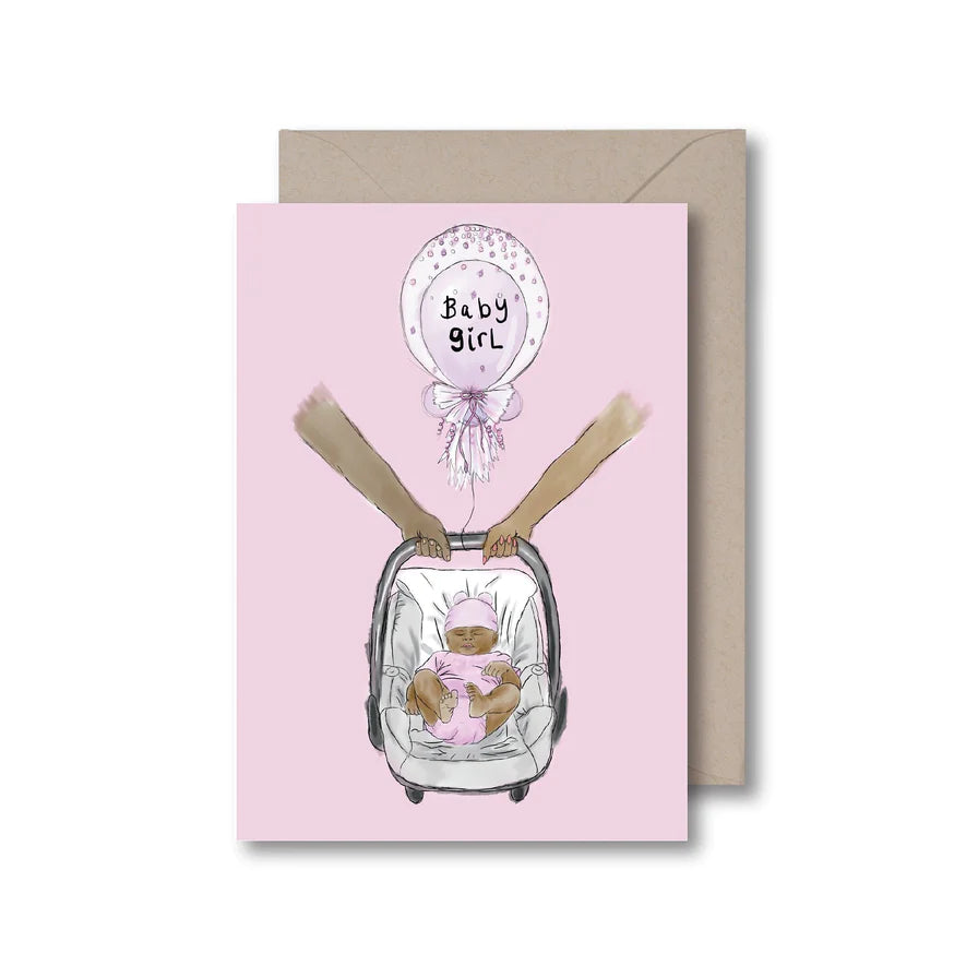 Newborn in Carrier Baby Girl Card