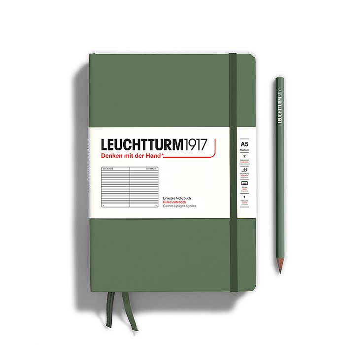 Leuchtturm1917 Notebook A5 Medium Hardcover in olive by penny black