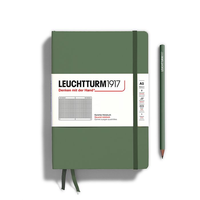 Leuchtturm1917 Notebook A5 Medium Hardcover in olive colour