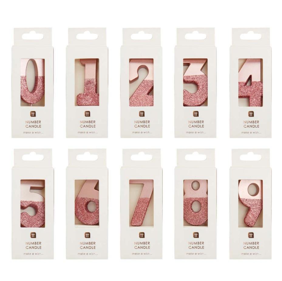 Rose Gold Glitter Number Candle - Penny Black