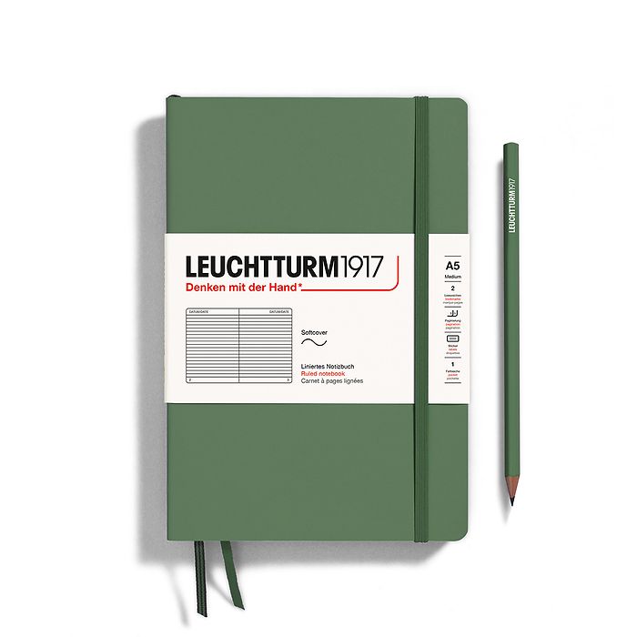 Leuchtturm1917 Notebook A5 Medium Softcover in olive by penny black