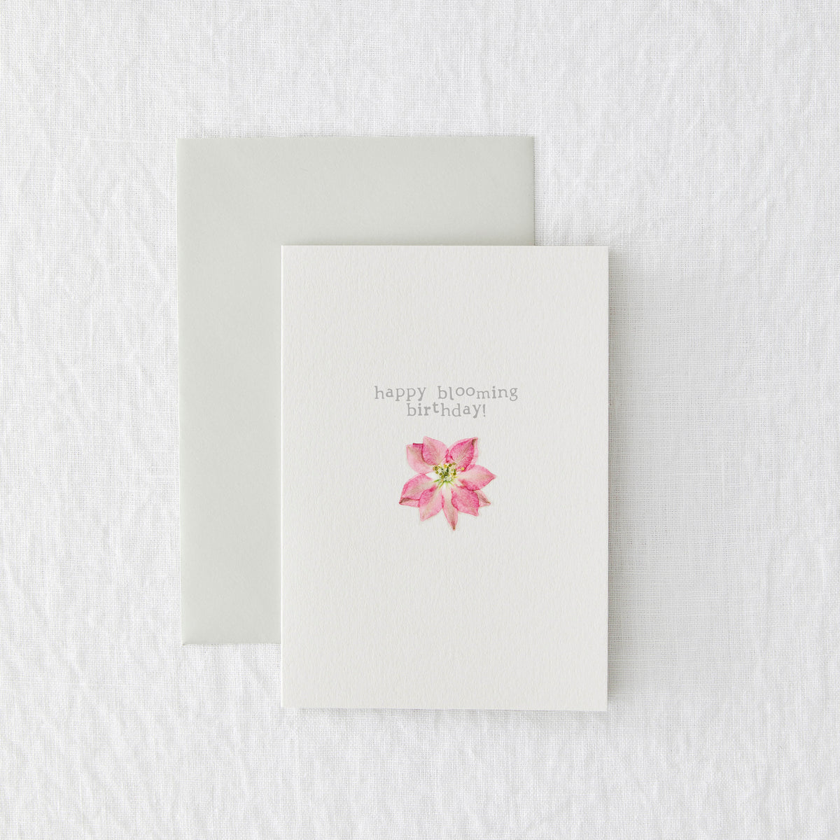 Happy Blooming Birthday Pink Pressed Flower Card