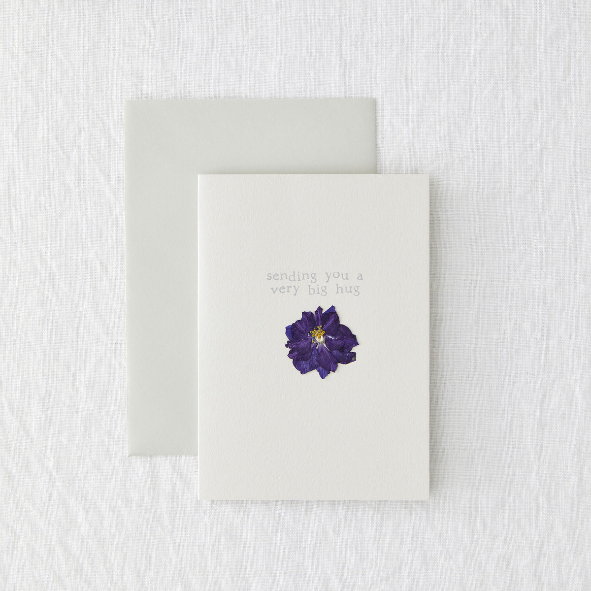 Very Big Hug Purple Pressed Flower Card