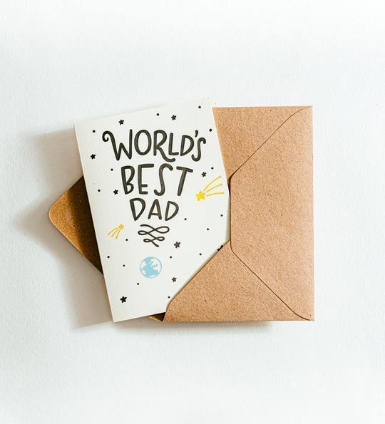 World&#39;s Best Dad Letterpress Fathers Day Card - Penny Black