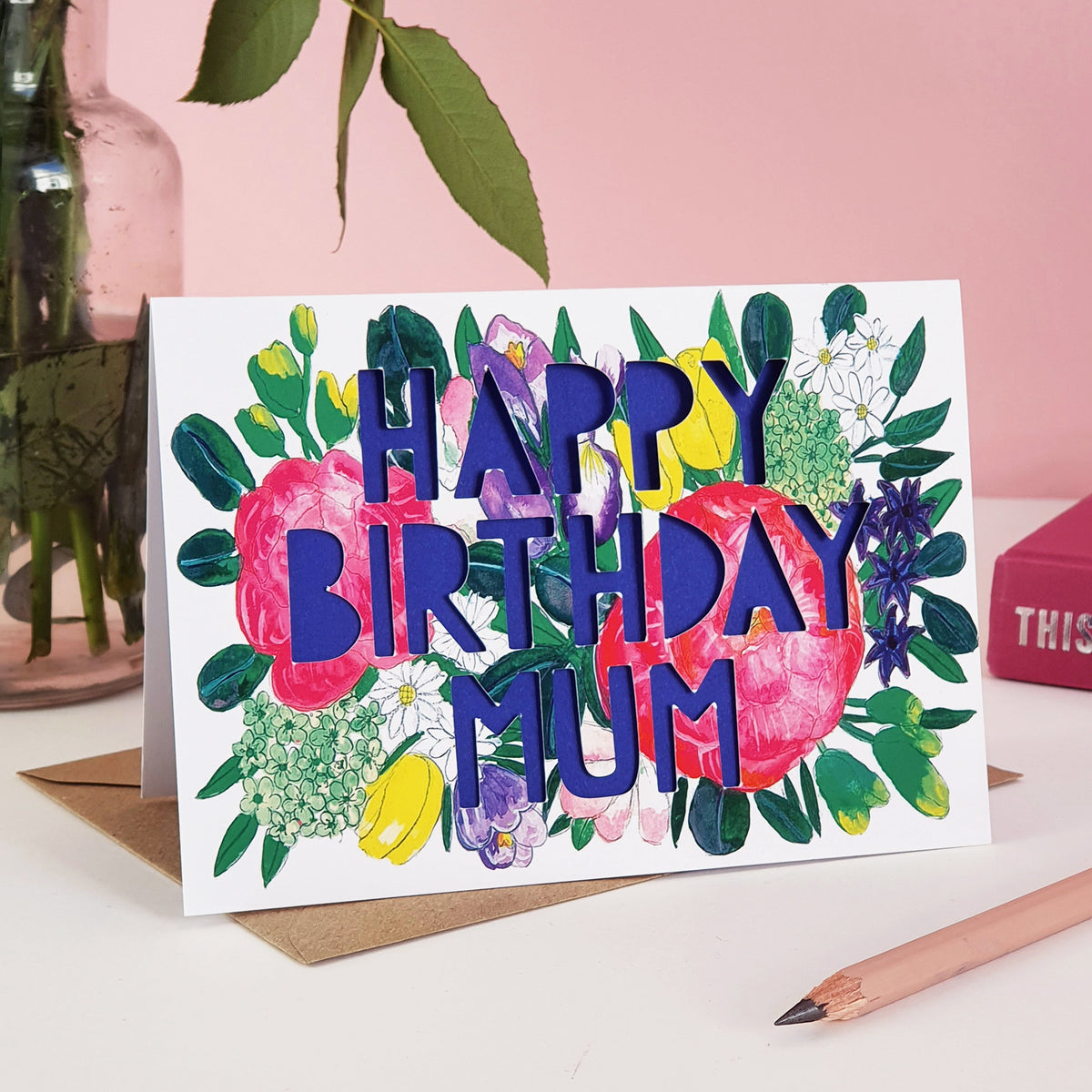 Happy Birthday Mum Floral Paper Cut Birthday Card